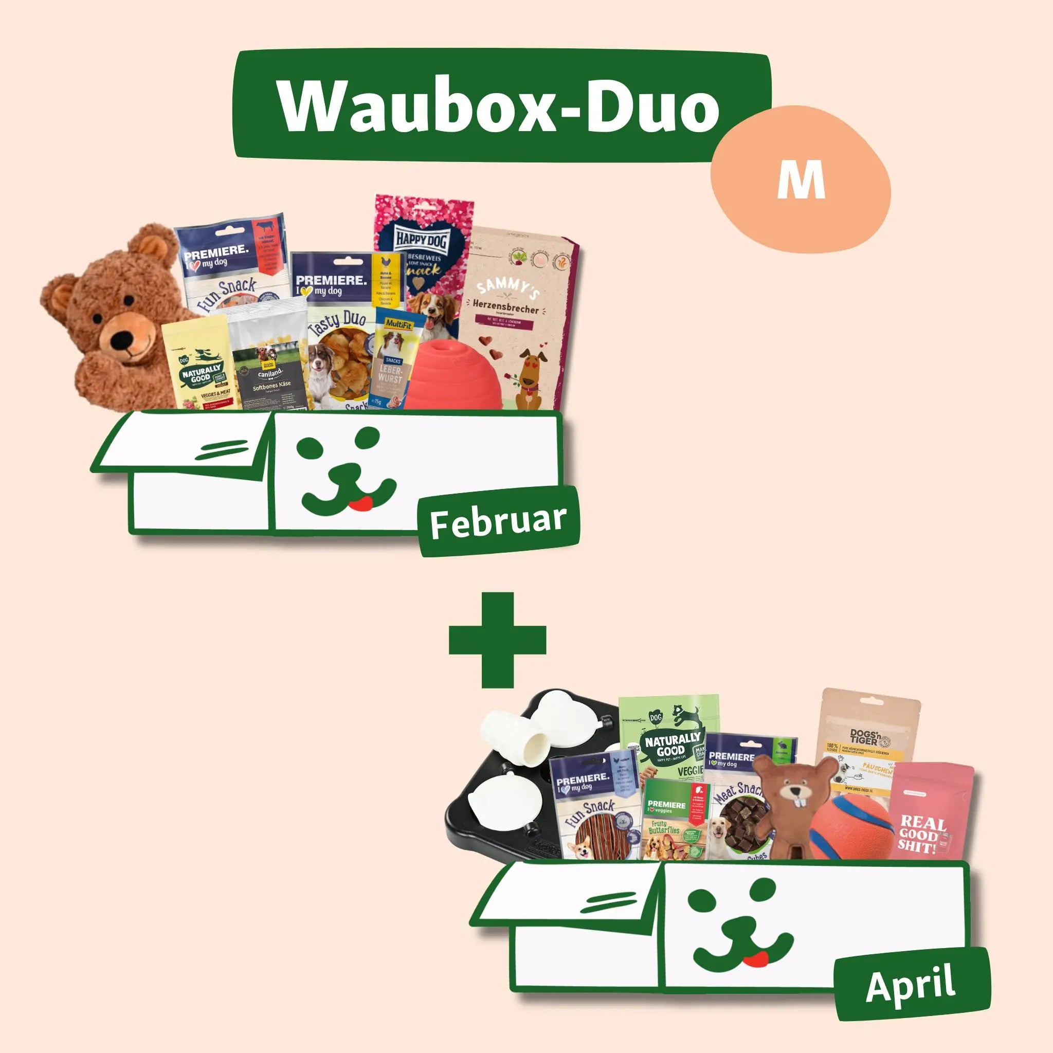 Waubox-Duo für mittelgroße Hunde (Februar- & April-Edition)